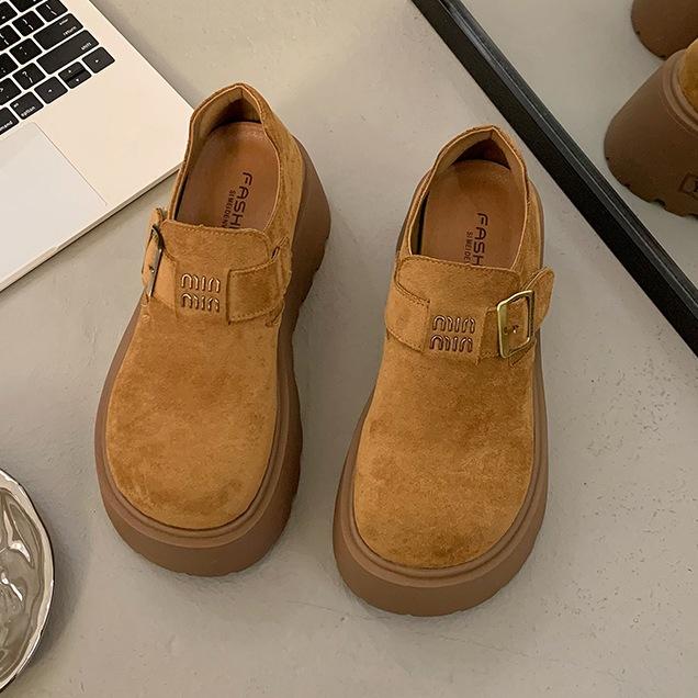 

Retro all-inclusive shoes women s spring new matte thick-soled muffin heightening one-pedal single shoes 40