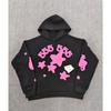 Heavy fleece foam print spider web hoodie sports casual sweater sweatpants set