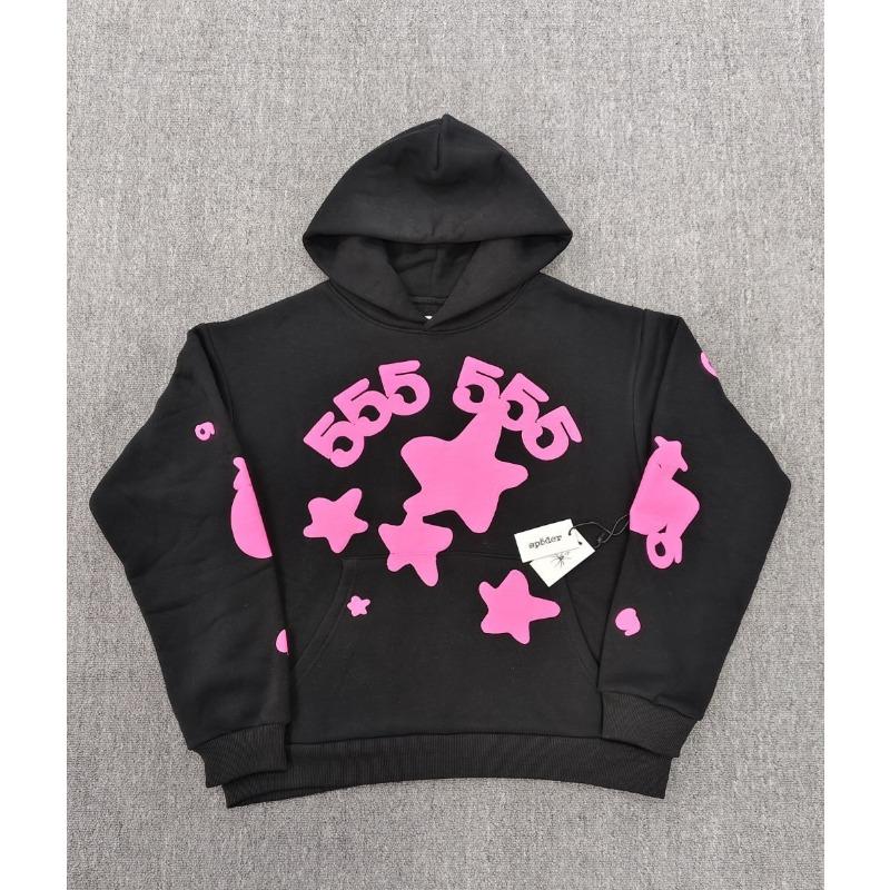 Heavy fleece foam print spider web hoodie sports casual sweater sweatpants set