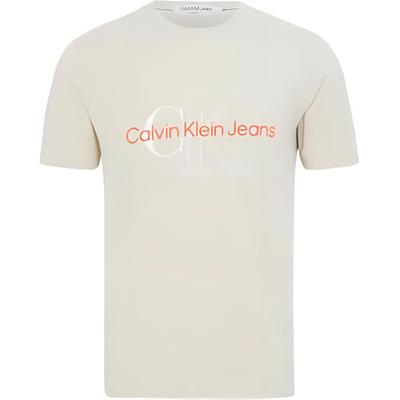 T-shirt Homme à Manches Courtes Coupe Droite Ajustée Col Rond Imprimé Logo CK/Dessus Homme Café Clair J320568-ACF