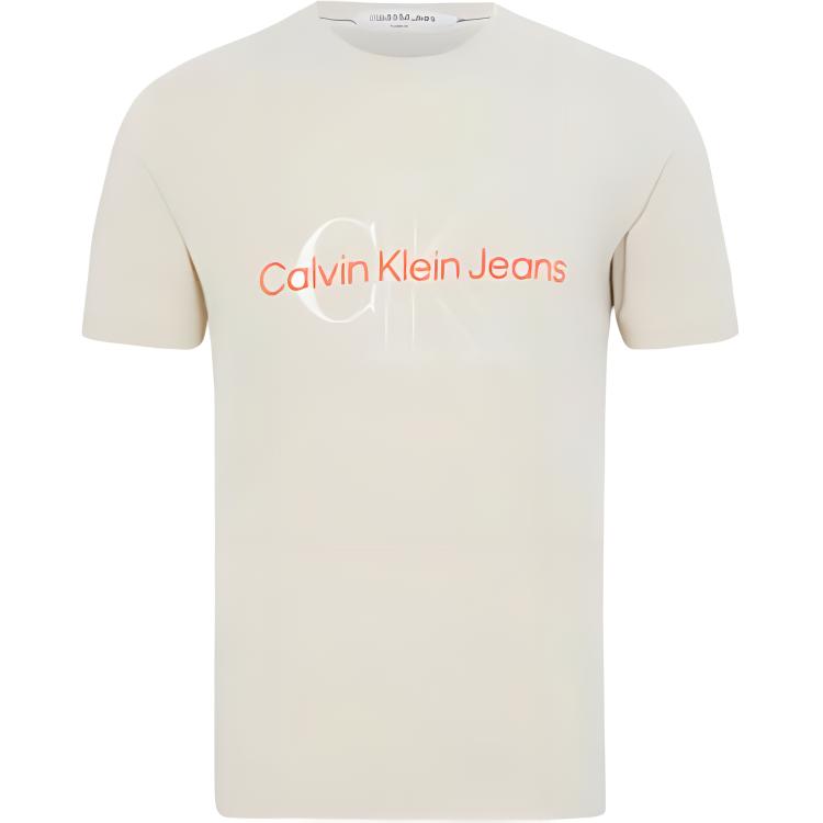 

CK/Calvin Klein с логотипом и круглым вырезом, облегающая футболка прямого кроя с короткими рукавами, мужские топы, светло-кофейный цвет J320568-ACF XL