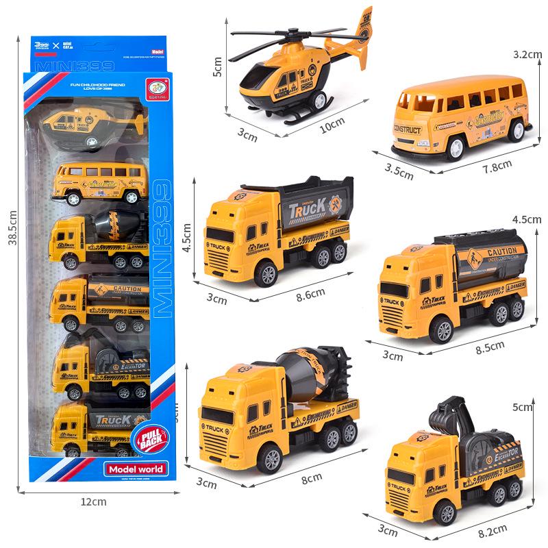 Pull-Back Engineering Vehicles Toy Set for Kids - Fire Trucks & Military Cars