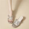 Leichter Luxus Strass Plateau-Sandalen Hausschuhe Dicksohlige High-End-Schuhe Damen Sommerkleidung Sandalen Lässig und Bequem Vielseitig