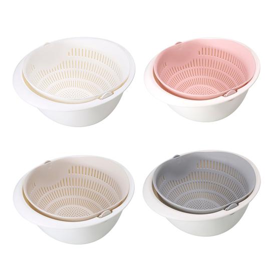 Gemüse-Abtropfkorb Lebensmittelqualität PP-Kunststoff Große Kapazität Stapelbar Doppellagiges Design Rutschfester Griff Schnelle Drainage Küchenaufbewahrung Obst