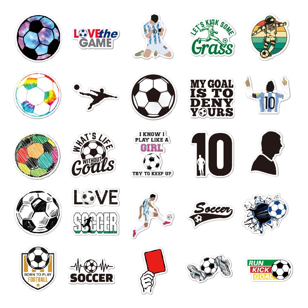 50 Multi-Style Football Stickers Outdoor Sports Balls Water Cup Skateboard Guitar Luggage Football Stickers