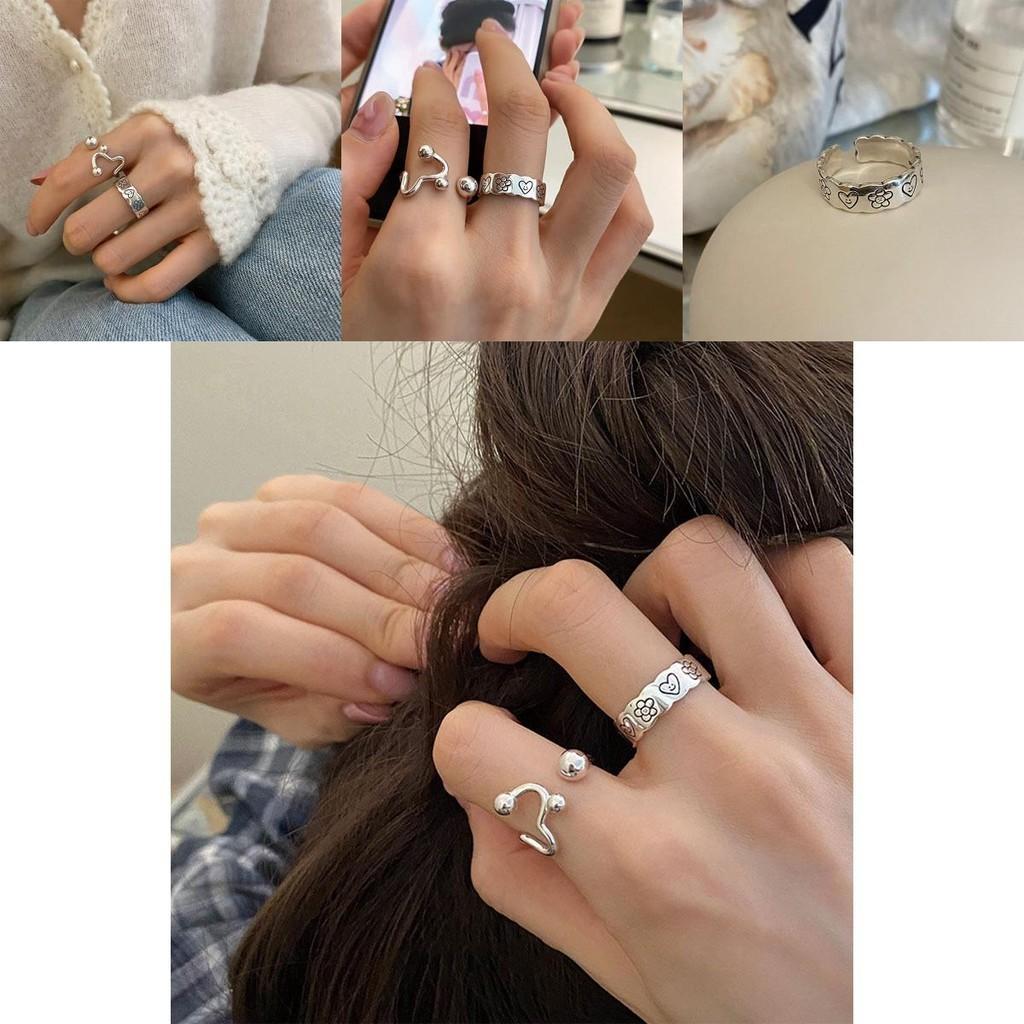 Unique Geometric Copper Ring For Women With Adjustable Design And Stylish Ins Aesthetic