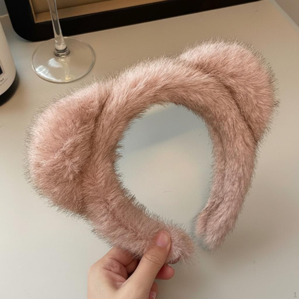 Plush Teddy Headband, Cute Hair Accessory, Elastic, for Women, Common Other Brown