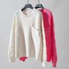 Vintage Loose Knitwear Cardigan Solid Color O Neck Top Long Sleeve Autumn Winter Sweater