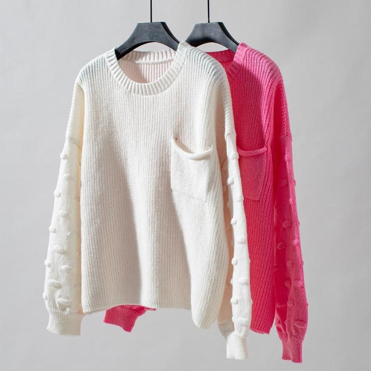 Vintage Loose Knitwear Cardigan Solid Color O Neck Top Long Sleeve Autumn Winter Sweater