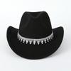 Sparkling Western Cowboy Hat Rhinestone Decoration Top Hat Elegant Felt Fedora Hat  Women
