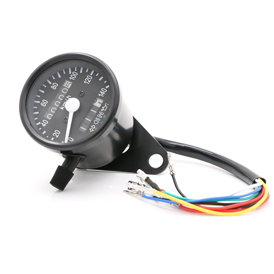 Universal Motorcycle Dual Odometer KMH Speedometer Gauge LED Backlight Signal Li