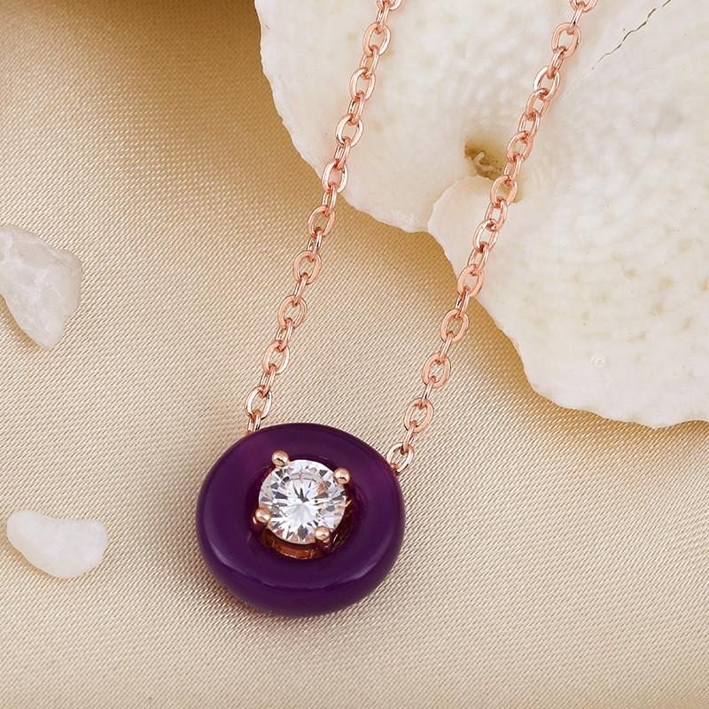 Stunning Korean Style Round Bubble Agate Zirconia Clavicle Necklace For Women In Unique Colors
