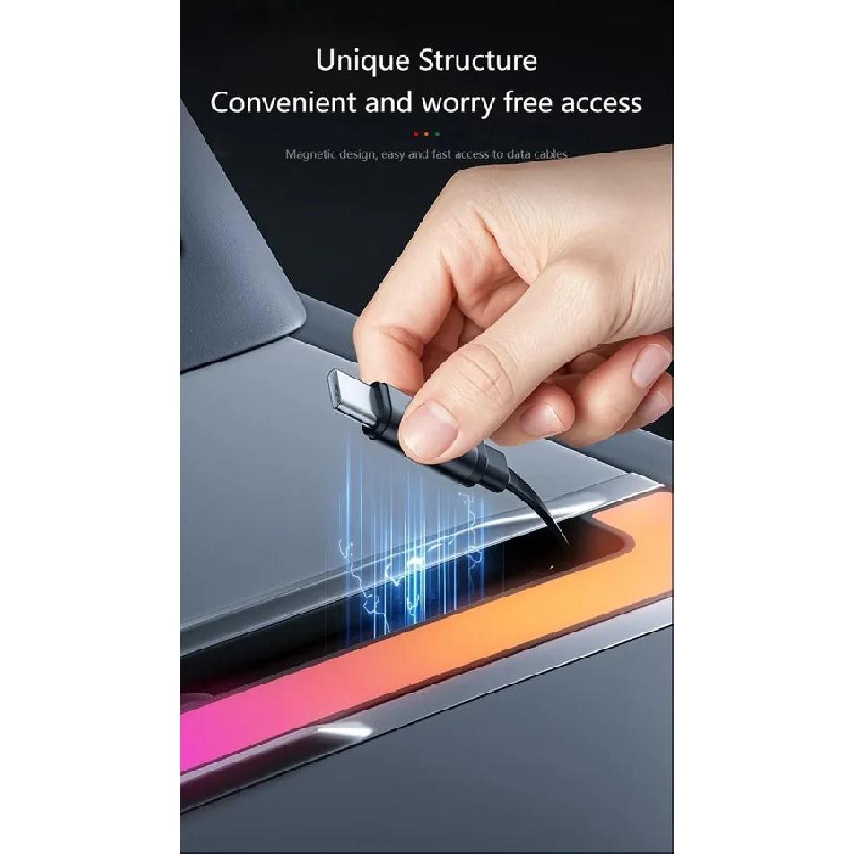 For Tesla Model Y Juniper Fast Charging USB Docing Station with Rainbow Light for Model 3 Highland Retractable Ambient Lighting