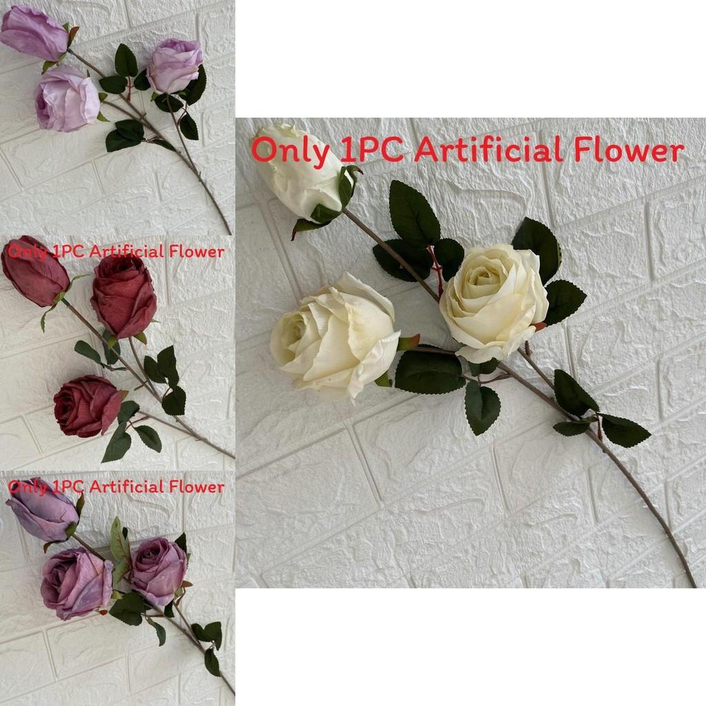 3head Long Branch Rose Artificial Flowers For Wedding Decor And Home Decorations