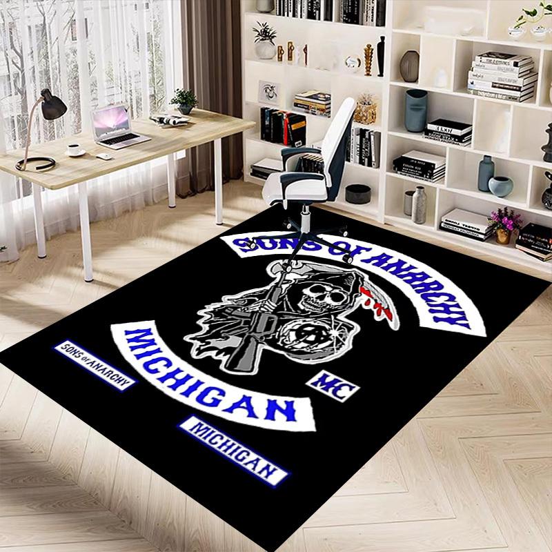 1pc Sons of Anarchy Michigan MC Carpet Anti Slip Polyester Floor Mat for office.Bedroom