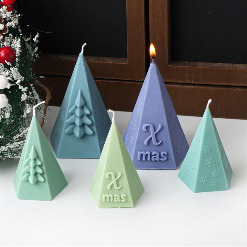 Christmas Silicone Molds Candles Triangle Christmas Tree Snowflake Styles DIY Home Decor Aromatherapy Candle Plaster