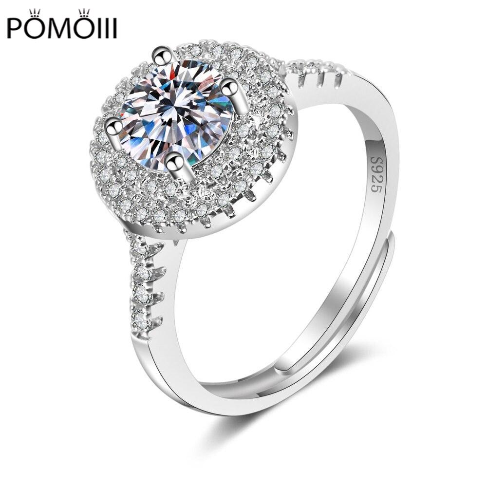 New Classic Fashion Ring For Women S925 Silver Six Prong Platinum Moissanite Rings Jewelry Anniversary Birthday Tourism Gift