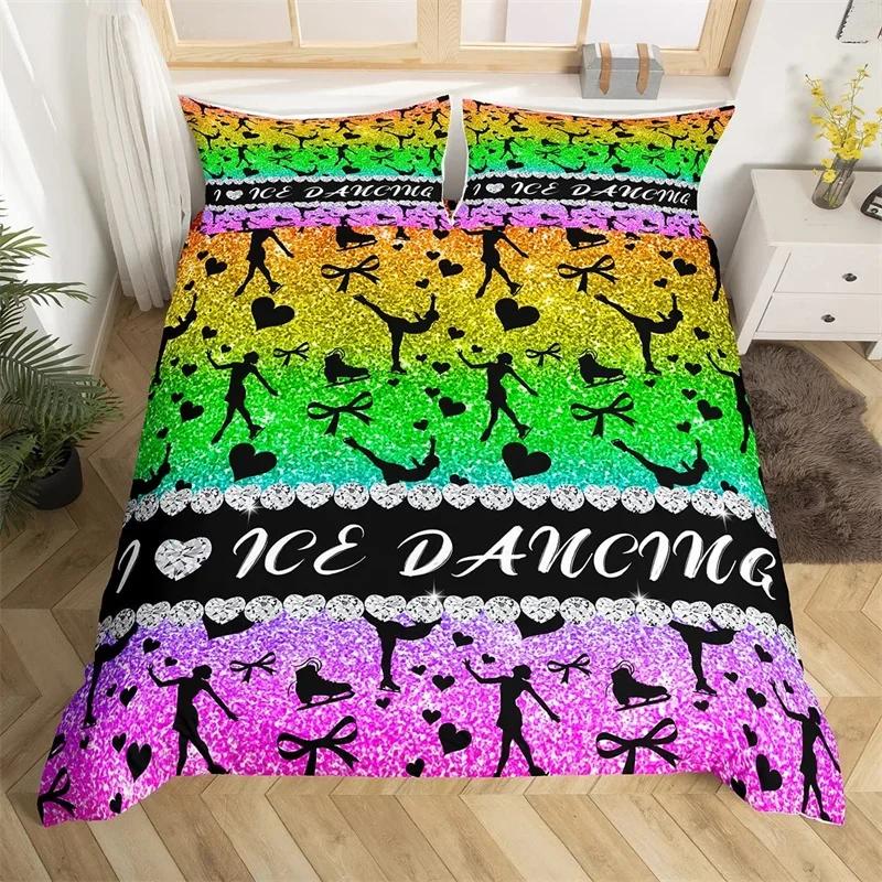 Gymnastik Sport Bettbezug Set Regenbogen Aquarell Batik Queen Bettwäsche Set Mikrofaser Cheerleading Bettdeckenbezug für Yoga-Liebhaber