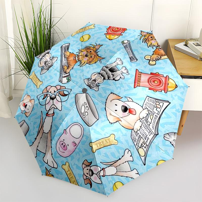 1pc Dog-themed illustration Umbrella with Plastic Handle,Compact & Stylish,Cartoon Pattern,Outdoor UmbrellaPT412