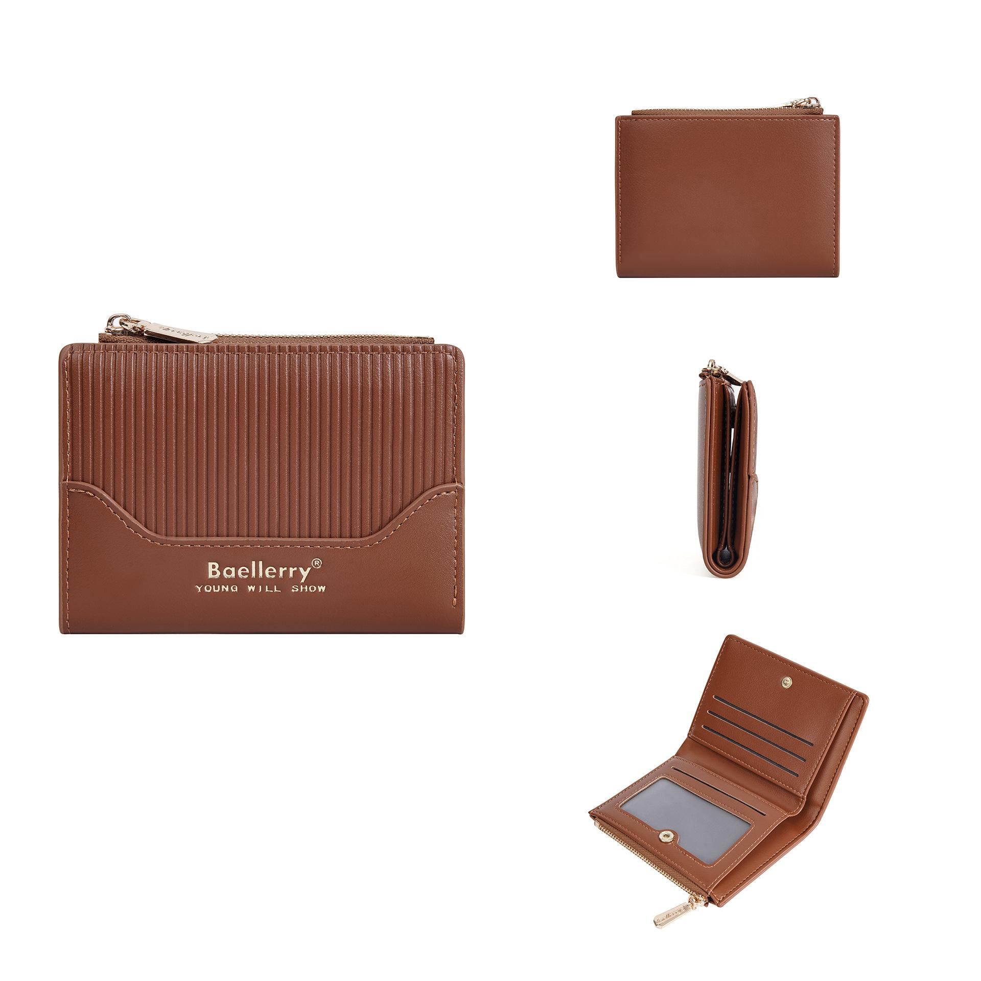 Новый женский короткий кошелек клетчатая вставка кошелек на молнии для мелочи модный скидка 20 коричневый 1490₽