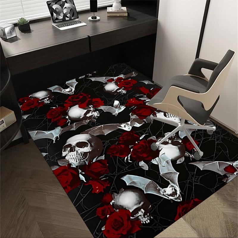 1pc skull roses Carpet, Office Rug Outdoor Mat Home Decor Area Carpet Festival