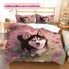 Cartoon Husky Muster Bettwäsche Heimdekoration Geburtstagsgeschenk (1 Bettbezug + 2 Kissenbezüge, ohne Füllung)