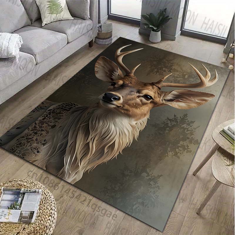 1PC Elk In The Forest Printed Carpet for Living Room Bedroom Bedside Bathroom Floor Mat Area Rugged Sofa Mat Home Decor
