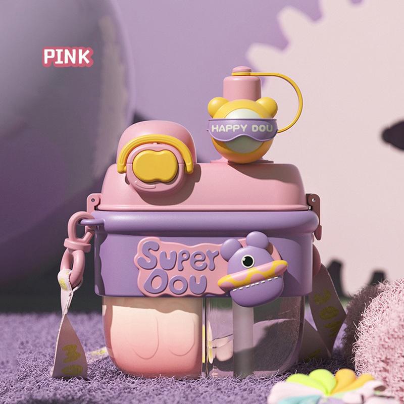 

Посуда для напитков Kawaii Детские соломенные чашки большой емкости Раздельное хранение Двойная пластиковая спортивная бутылка для воды