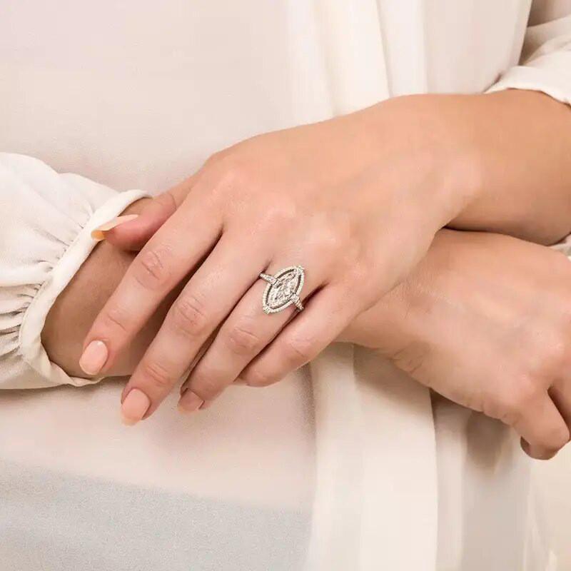 CopperOval Zircon Sparkling Crystal Engagement Ring for Women High Quality Wedding Eternal Jewelry