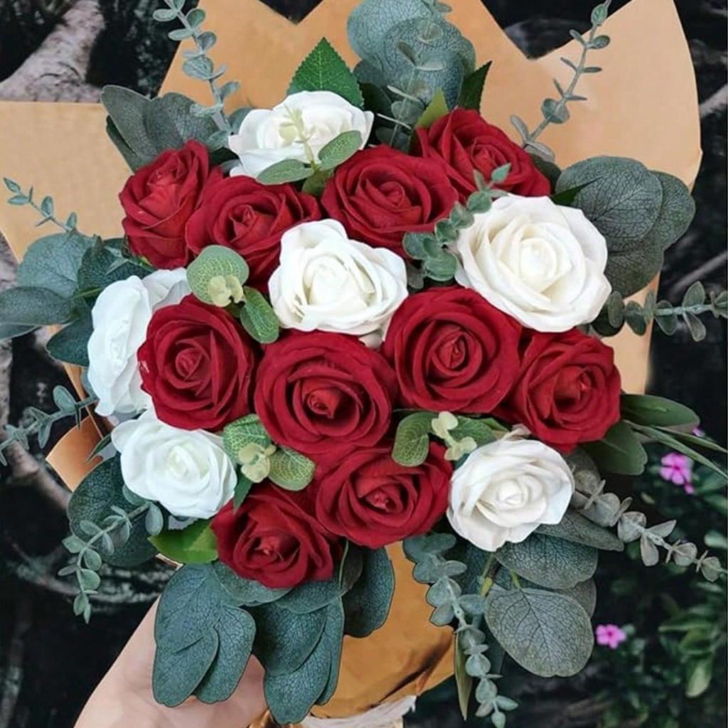 3/9/15Pcs Eucalyptus Artificial Plant Bouquet Fake Plant for Home Bedroom Decor Garden Wedding Decoration Outdoor Vase Ornament