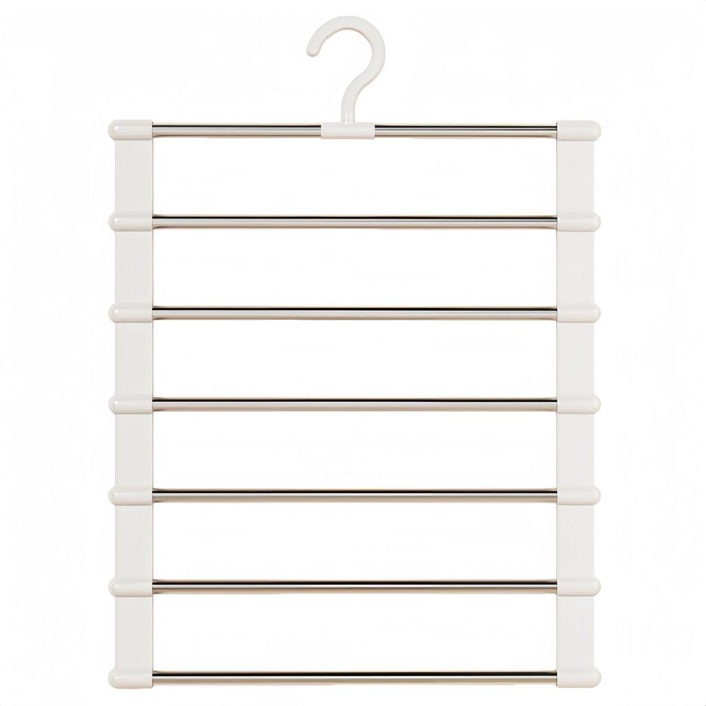 Multi-Layer Stainless Steel Folding Pants Hanger with Clips, Non-Marking Storage Rack