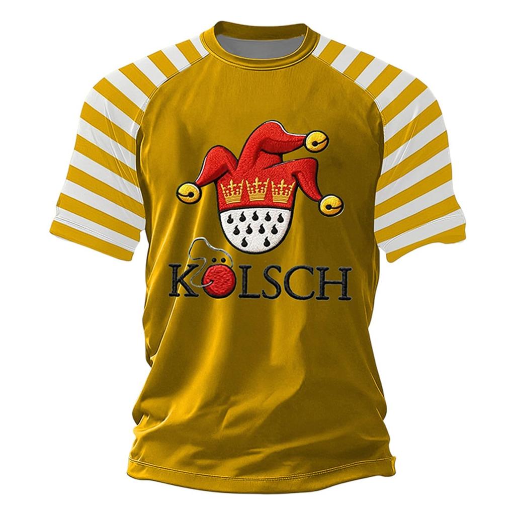 Heren T-shirt Met Rode En Strepen En Clown Print Voor Carnaval, En Dagelijks Gebruik