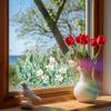 Lily Flower Home Beautification and Decoration Glass Doors and Windows Anti-static Window Stickers