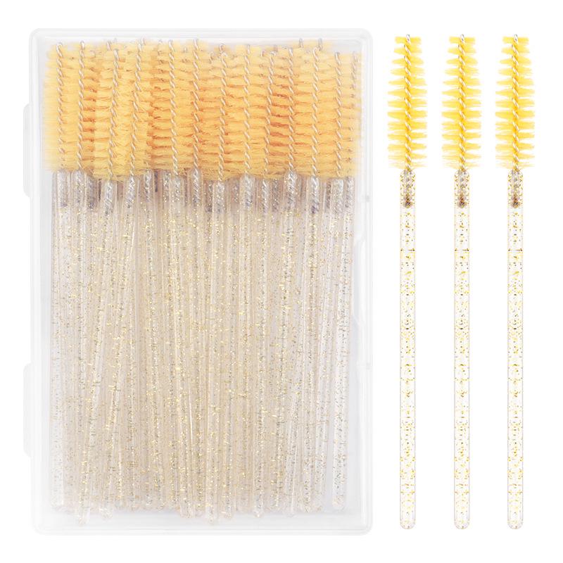 50-Pack Disposable Crystal Handle Eyelash Brushes