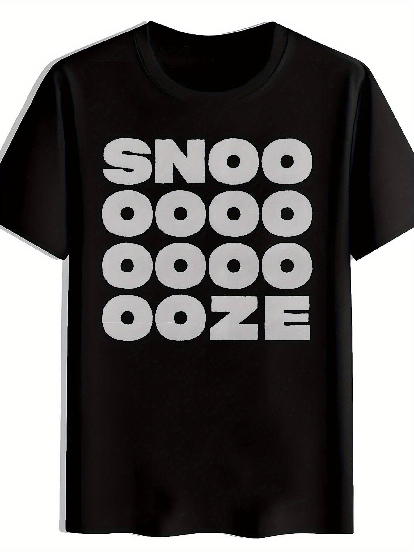 Black T-shirt with Bold White SNOOOOZE Typography - Lightweight Breathable Polyester Shirt for Everyday Casual XXXXL