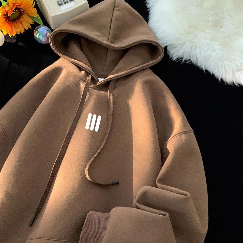 

Осенне-зимняя мужская одежда Японский мужской повседневный свитер с капюшоном и длинными рукавами с принтом Мужской и женский модный брендовый пуловер Спортивная куртка 5XL темно-коричневого