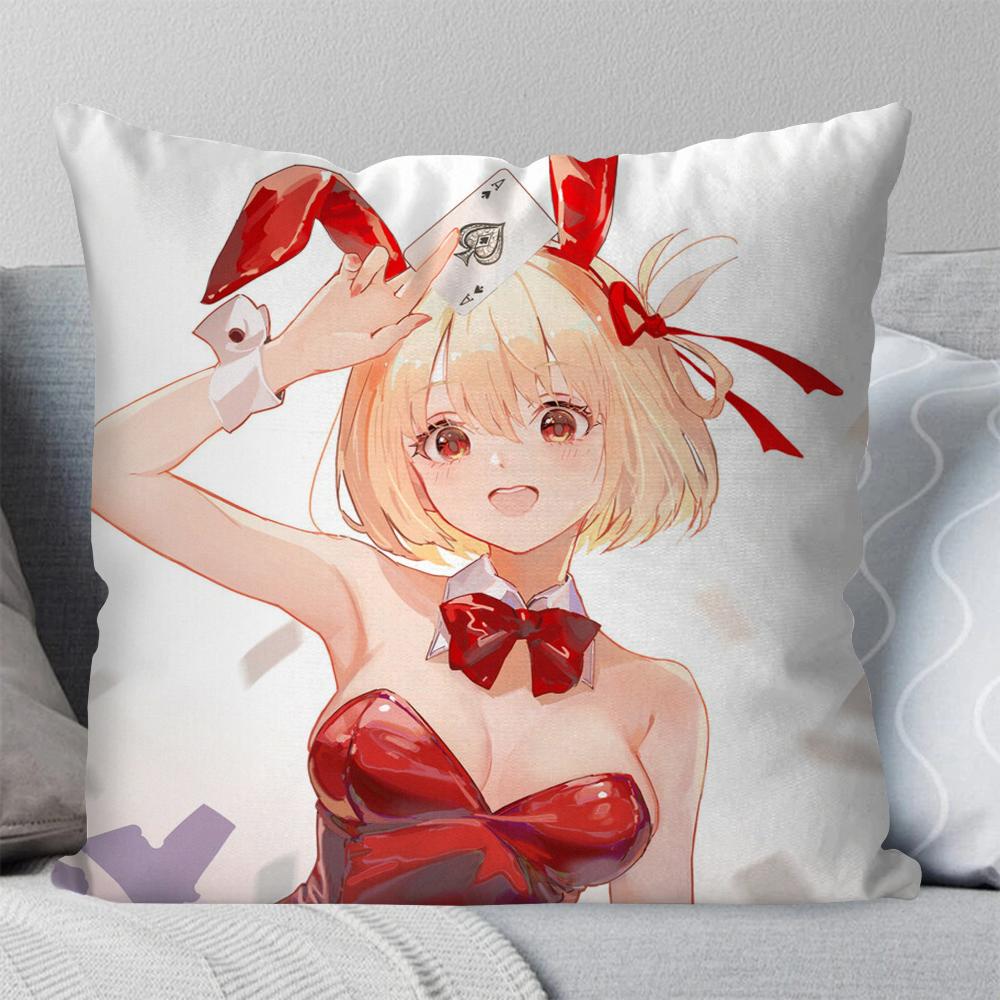 Chisato Nishikigi Anime Lycoris Recoil Kissenbezug Quadratisches Kissen Schlafzimmer Sofa Freizeit Komfort Wohnzimmer Heimdekoration 40X40