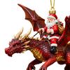 Christmas Door Window Decor Santa Claus Dragon Rider Ornament, 2D Acrylic Red Unique Xmas Ornament for Home with Flying Tree Hanging Decorations