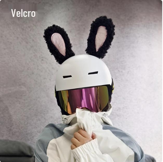 

Прикраса на шолом з кролячими вушками з вовни ягняти для катання на лижах та мотоциклі