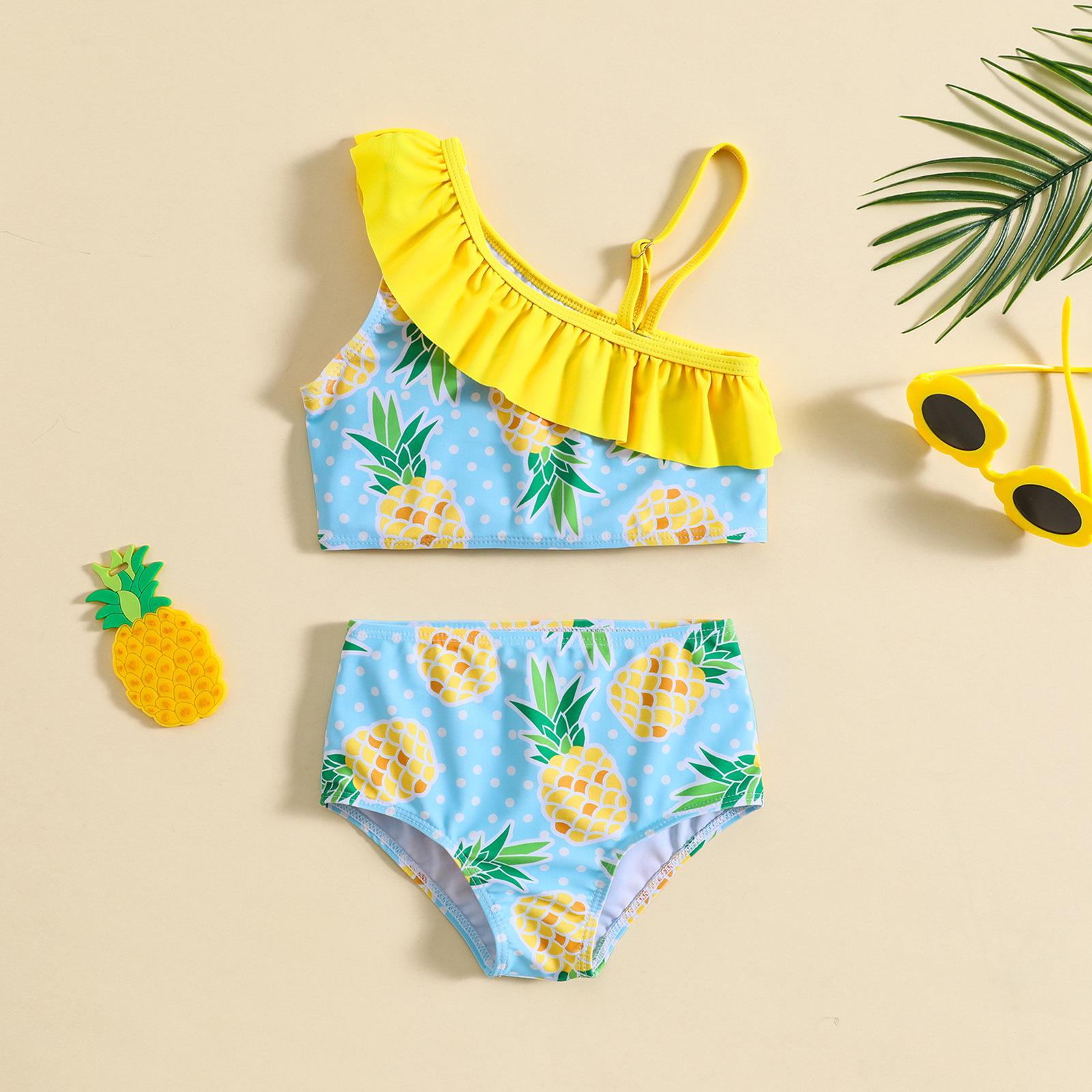 

Exclusive Pineapple Print One-Piece Swimsuit Set for Baby Girls 130 жёлтый