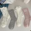 Love Hollow Atmosphere Sense Bow Pile Socks Women Light And Breathable Mid-Leg Socks Sweet Floral Lolita