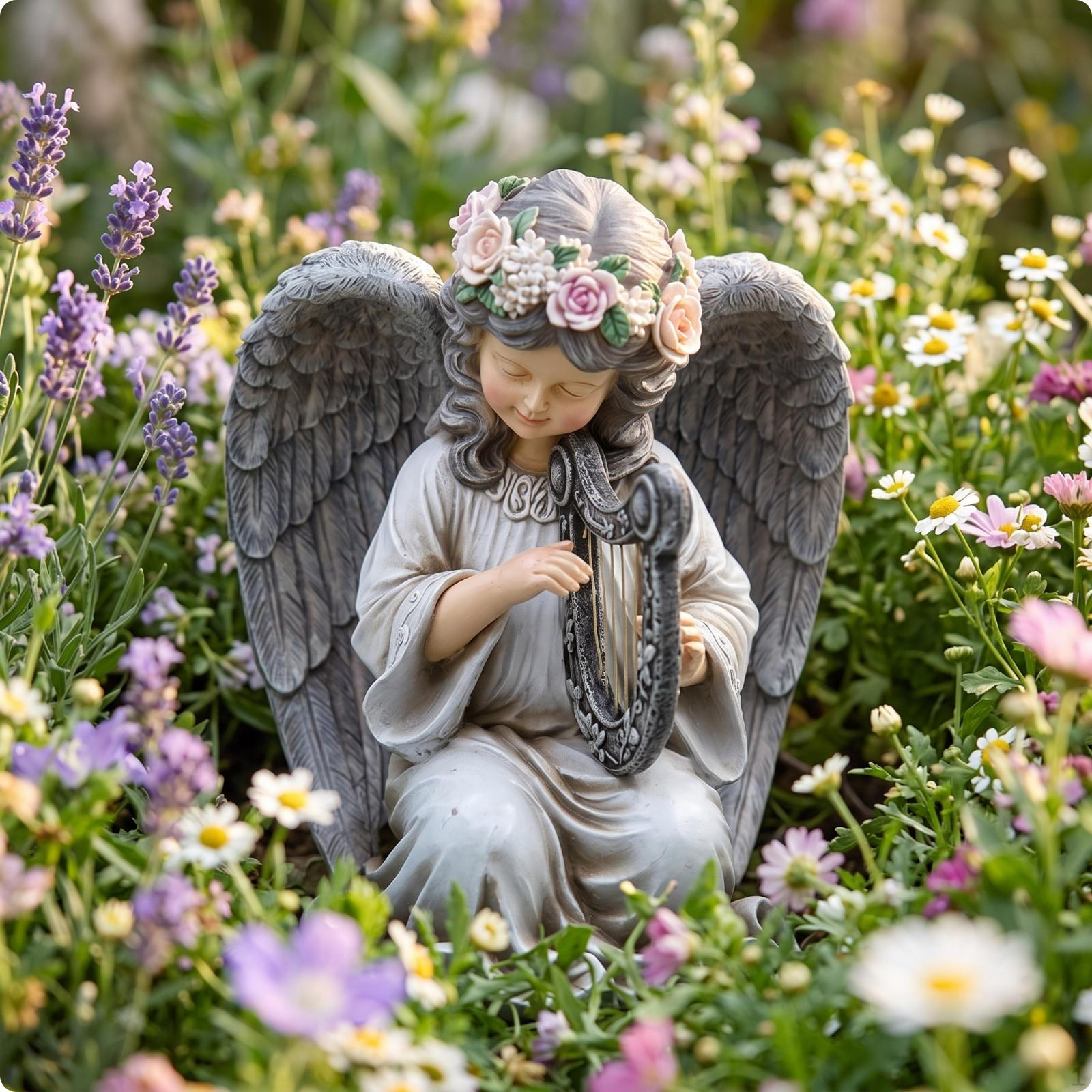 Angel Statue with Solar Light Outdoor