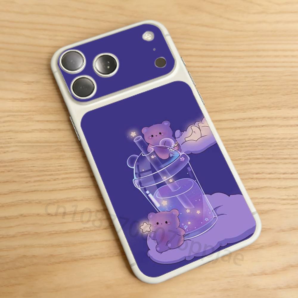 

Teddy Bear Couple Cartoon For iPhone 17proMax/17pro Full Cover Decal Skin Wrap Colorful Rear Protective Sticker Film iPhone17promax