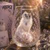 Hand-painted Glass Cup Hand Painted Tumbler Egg Shaped with Gold Rim Clear