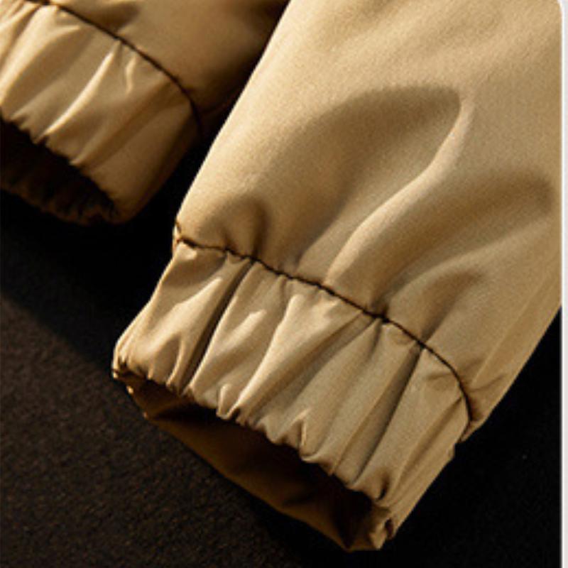 Men's Autumn and Winter with Wool Thickened Cotton-padded Jacket Youth New Large Size Standing Collar Warm Coat