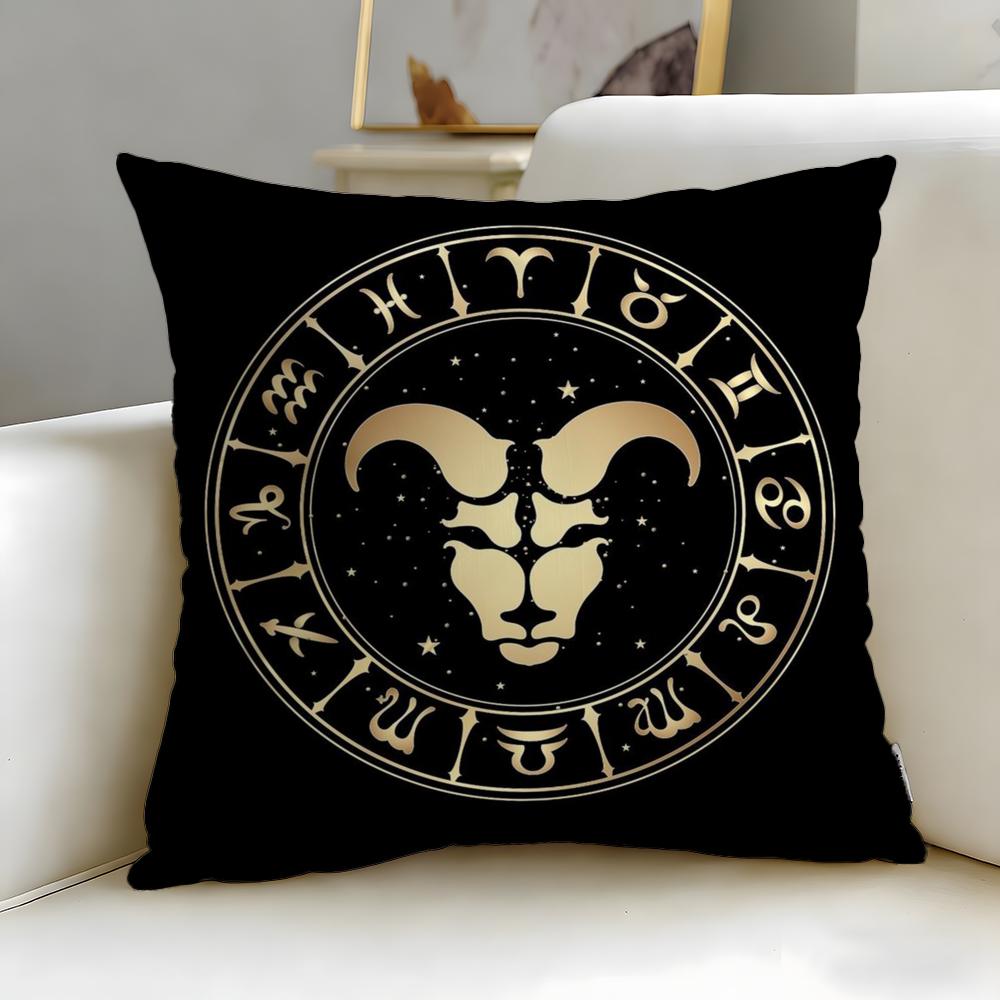 classic theme Twelve Constellation Cushion Cover Soft & Easy-Wash Pillow Case – Versatile for Couch, Bed, Travel and Office