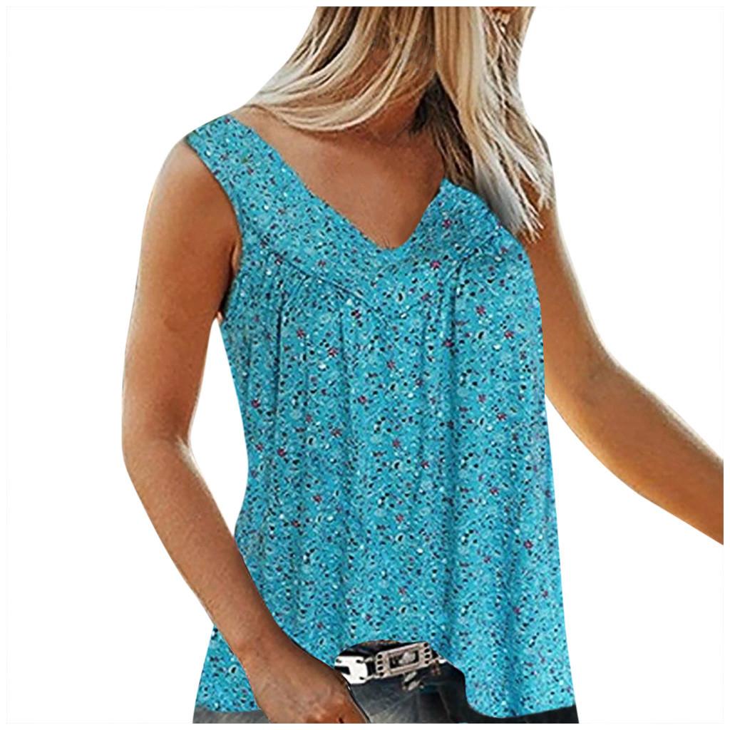 Womens Sleeveless V Neck Casual Blouse Floral Print Lightweight Summer Top with Relaxed Fit and Soft Fabric for Everyday Wear