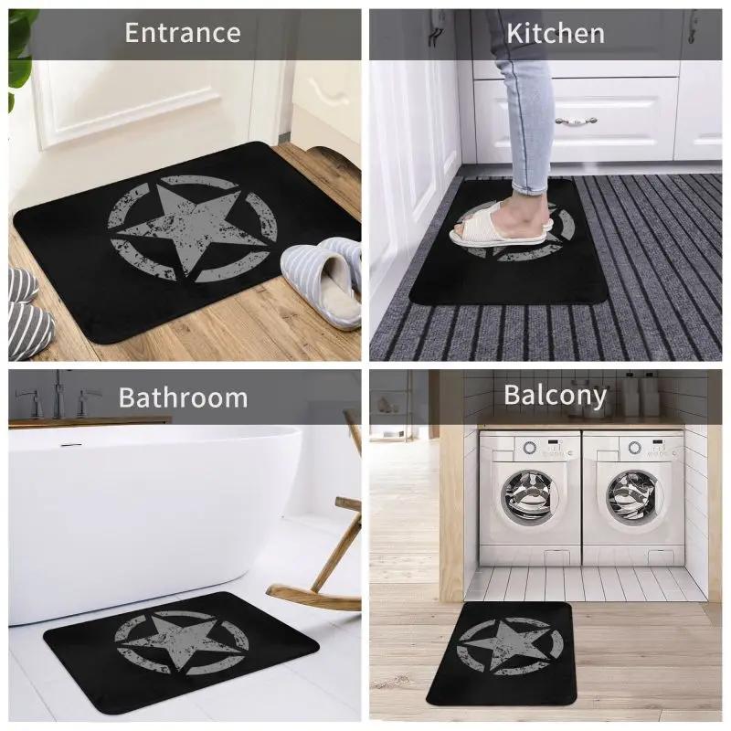 America Tactical Army Military Star Doormat Non-Slip Kitchen Bathroom Mat Toilet Floor Door Entrance Carpet Rug