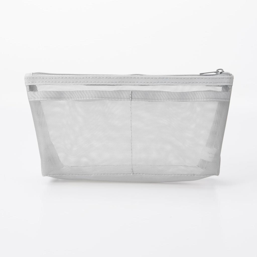 MUJI Nylonmesh Pennfodral med 17 cm Bredd x 10 cm Höjd x 5 cm NDE05A1S Kil, Grå, Ca. Djup,