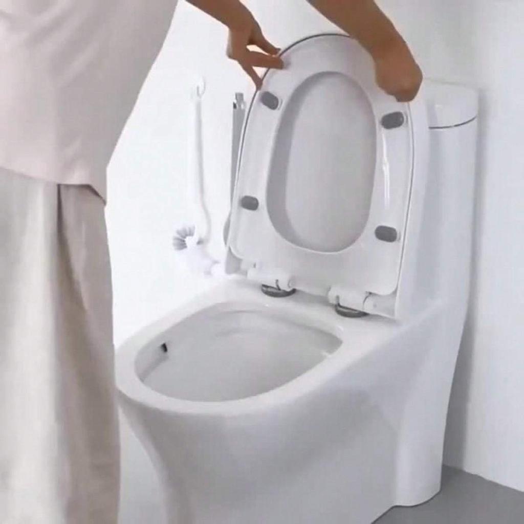 38cm Toilet Brush With Suspension Design Hemisphere Head Extended Handle Suspension Toilet Brush Bathroom Cleaning Tool